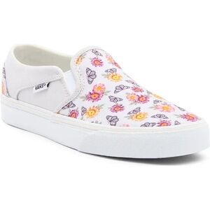 Vans Floral Butterfly Slip-On Shoes - White and Purple